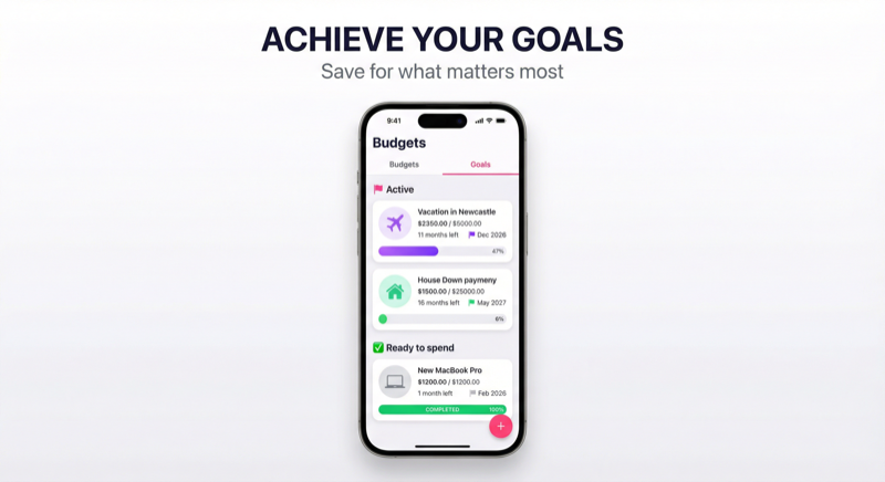 NeatSnap Savings Goals - Track progress toward financial goals